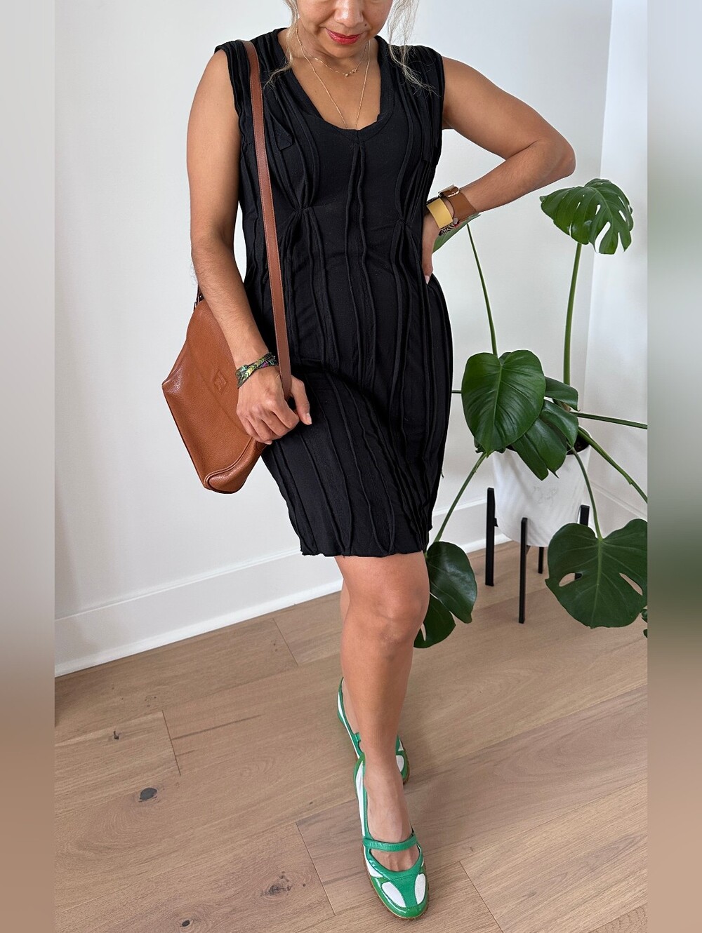 My Tribe Whimsigoth Boho Pleated Detail Sleeveless Little Black Dress Tunic Sz S